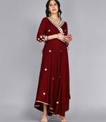 ftDiva Women  Embroidered Anarkali Gown in  Maroon