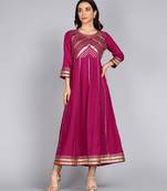 Women  Embroidered Anarkali Gown in  Magenta