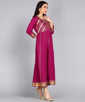 Women  Embroidered Anarkali Gown in  Magenta 2
