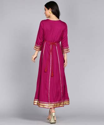 Women  Embroidered Anarkali Gown in  Magenta 3