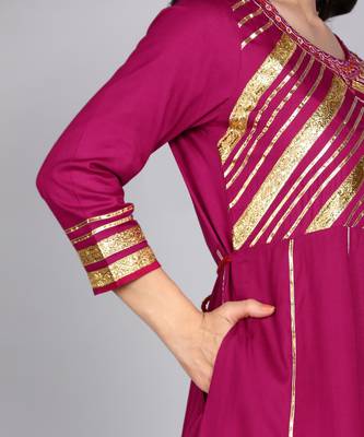 Women  Embroidered Anarkali Gown in  Magenta 5