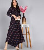 Women Self Design Anarkali Gown in Dark Blue