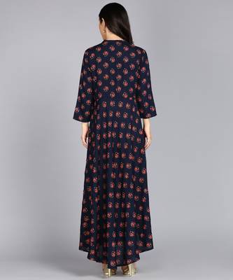 Women Self Design Anarkali Gown in Dark Blue 3