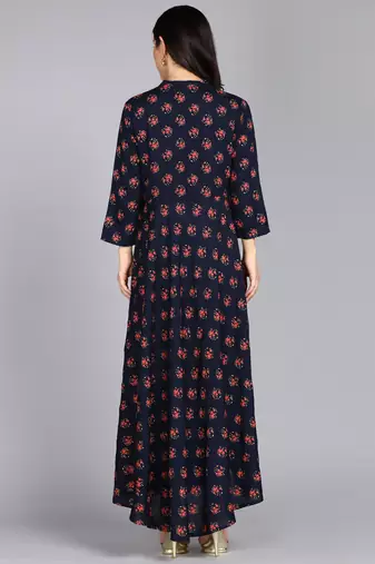 Women Self Design Anarkali Gown in Dark Blue