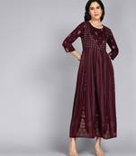 Women Ethnic Motifs Printed Anarkali Gown in Purple