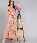 Embroidered Anarkali gown in Peach