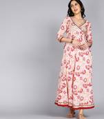 ftDiva Women Floral Printed Anarkali Gown in Pink