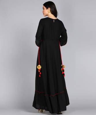 Women Embroidered Anarkali Gown in Black 2