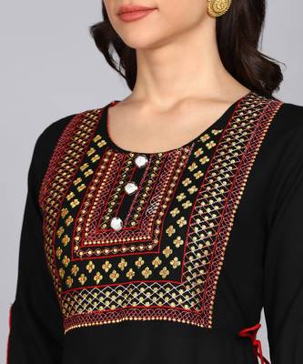 Women Embroidered Anarkali Gown in Black 3