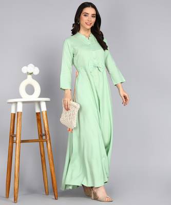Women Emblished Anarkali Gown in Sea Green 1