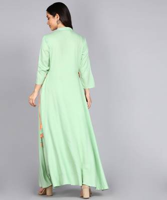 Women Emblished Anarkali Gown in Sea Green 3
