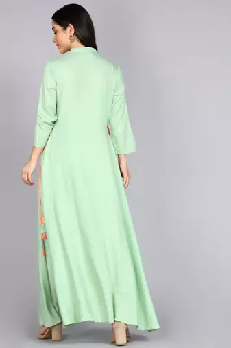 Women Emblished Anarkali Gown in Sea Green