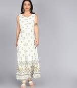 Women Frontslit Flared Gown in White