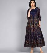 Women Embroidered Anarkali Gown In Blue