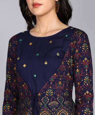 Women Embroidered Anarkali Gown In Blue 4