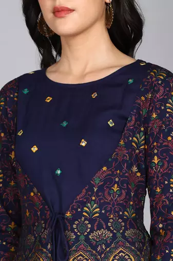 Women Embroidered Anarkali Gown In Blue