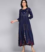 Women Ethnic Motifs Printed Anarkali Gown in Blue