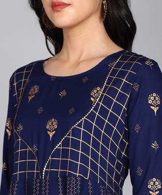 Women Ethnic Motifs Printed Anarkali Gown in Blue 4
