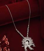 Silver-Plated Alloy Oxidised Krishna Flute Necklace