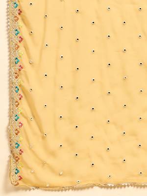 Yellow Sequience Embroidery Work Georgette Fabric Flared Lehenga Choli With Dupatta Semi Stitched. 7
