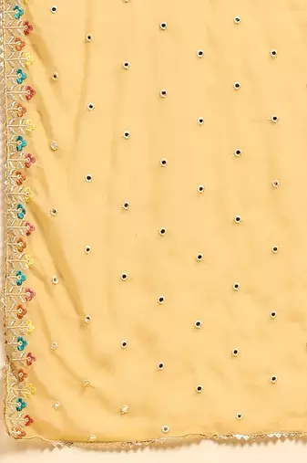 Yellow Sequience Embroidery Work Georgette Fabric Flared Lehenga Choli With Dupatta Semi Stitched.