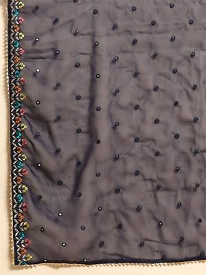 Blue Sequience Embroidery Work Georgette Fabric Flared Lehenga Choli With Dupatta Semi Stitched. 6