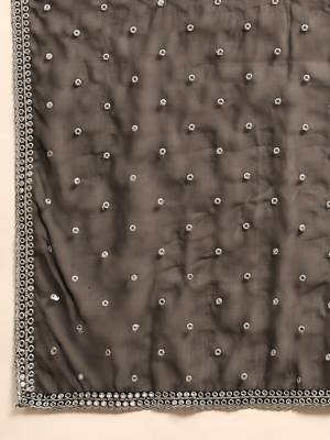 Black Sequience Embroidery Work Georgette Fabric Party wear Lehenga Choli With Dupatta Semi Stitched. 7