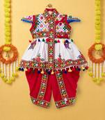 Banjara India Embroidered Kediya Dhoti Set For Boys and Girls_KD-CKS-WhiteRed_14
