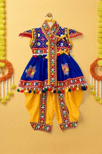 Banjara India Embroidered Kediya Dhoti Set For Boys and Girls_KD-CKS-Blue_14
