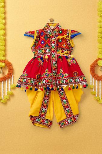 Banjara India Embroidered Kediya Dhoti Set For Boys and Girls_KD-CKS-Red_14