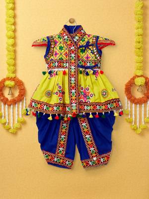 Banjara India Embroidered Kediya Dhoti Set For Boys and Girls_KD-CKS-Yellow_14 1