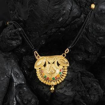 Mansiyaorange traditional long floral gold mangalsutra for women 4
