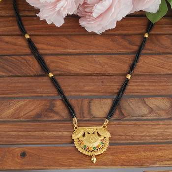 Mansiyaorange traditional long floral gold mangalsutra for women 1