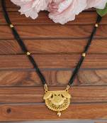 Mansiyaorange traditional long floral gold mangalsutra for women