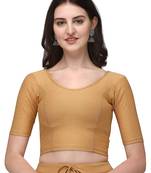 Cream Cotton Lycra Fully Stretchable Round Neck Readymade Blouse With Half Sleeve