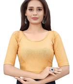 Cream Cotton Lycra Fully Stretchable Round Neck Readymade Blouse With Half Sleeve