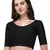 Black Cotton Lycra Fully Stretchable Round Neck Readymade Blouse With Half Sleeve