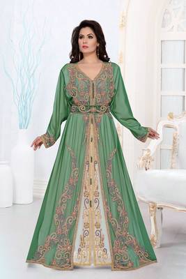 Hand embroidered georgette Islamic kaftans 5
