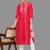 Janasya women's pink crepe silk yoke embroidered straight kurta