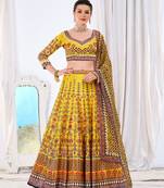 EILARA WOMEN'S YELLOW CHINON DIGITAL PRINT FESTIVE WEAR LEHENGA CHOLI