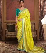Elora pure soft dola silk fancy lace border saree with embroidery work blouse (yellow)