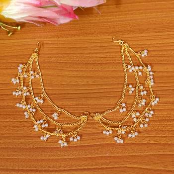 Pearl gold plated bahubali ear chain 1
