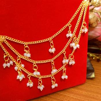 Pearl gold plated bahubali ear chain 2