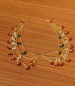 Multicolour gold plated bahubali ear chain