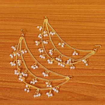 Pearl gold plated bahubali ear chain 3