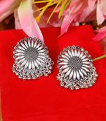 Oxidised silver dangling beads studs