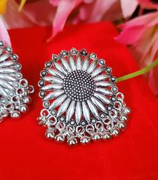 Oxidised silver dangling beads studs