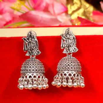 Oxidised silver look radha krishna jhumka's 1