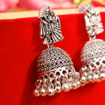Oxidised silver look radha krishna jhumka's 2