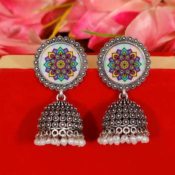 Meenakari pattern oxidised jhumka's 1